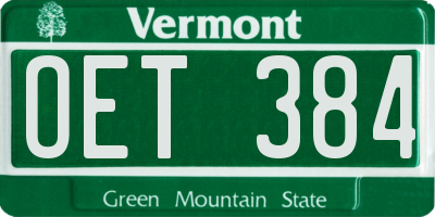 VT license plate OET384