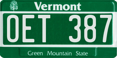 VT license plate OET387