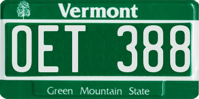 VT license plate OET388
