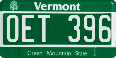 VT license plate OET396
