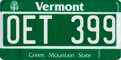 VT license plate OET399