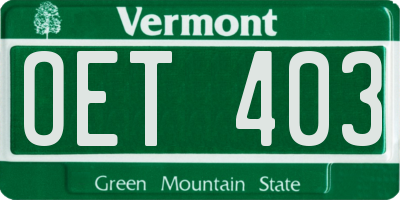 VT license plate OET403