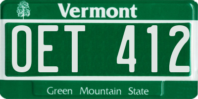 VT license plate OET412