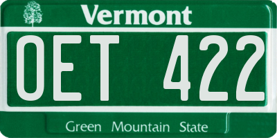 VT license plate OET422