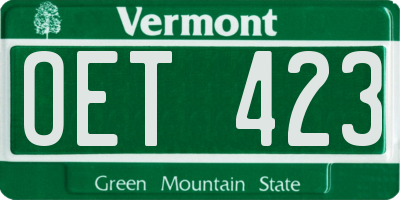 VT license plate OET423
