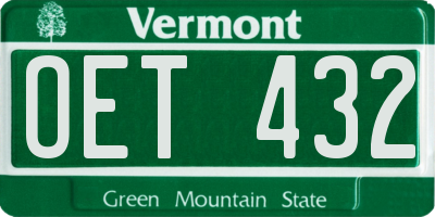 VT license plate OET432