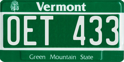 VT license plate OET433