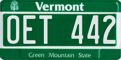 VT license plate OET442