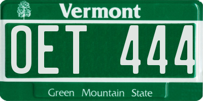 VT license plate OET444