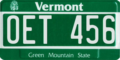VT license plate OET456