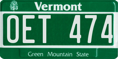 VT license plate OET474