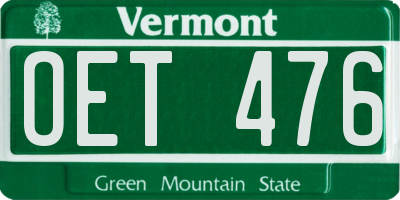 VT license plate OET476