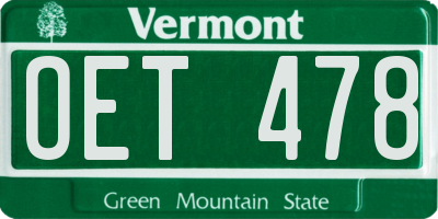VT license plate OET478