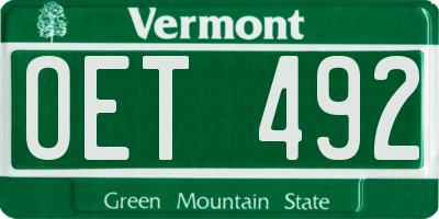 VT license plate OET492
