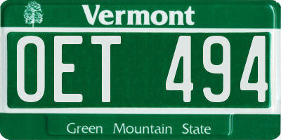 VT license plate OET494