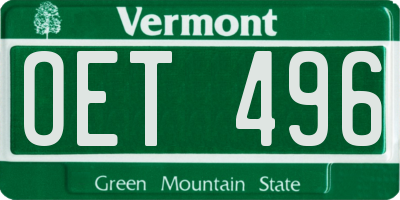 VT license plate OET496