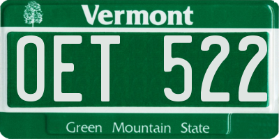 VT license plate OET522
