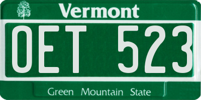VT license plate OET523