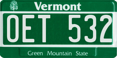 VT license plate OET532