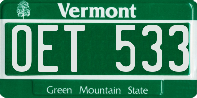 VT license plate OET533