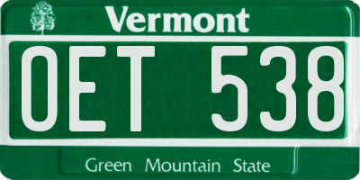 VT license plate OET538