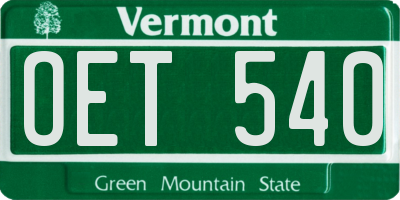 VT license plate OET540