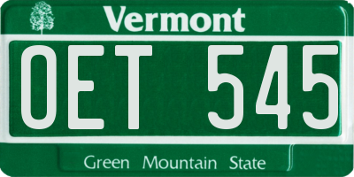 VT license plate OET545