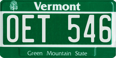 VT license plate OET546