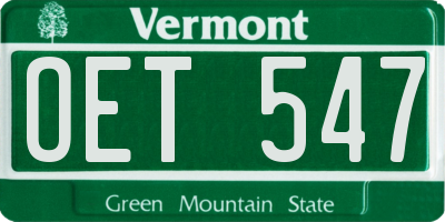 VT license plate OET547