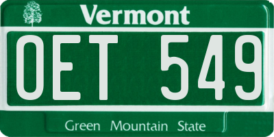 VT license plate OET549