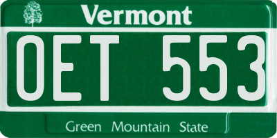 VT license plate OET553