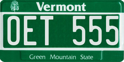VT license plate OET555