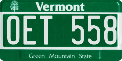 VT license plate OET558