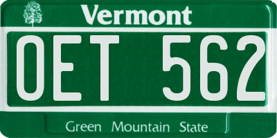 VT license plate OET562