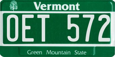 VT license plate OET572