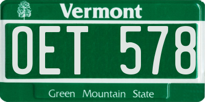 VT license plate OET578