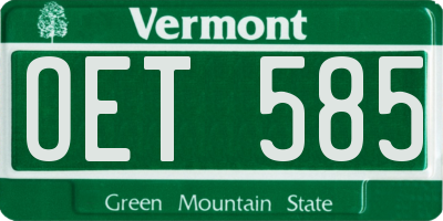 VT license plate OET585