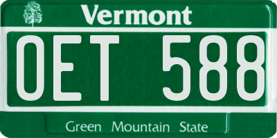 VT license plate OET588