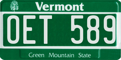 VT license plate OET589