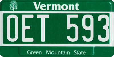 VT license plate OET593