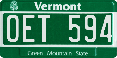 VT license plate OET594