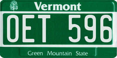 VT license plate OET596