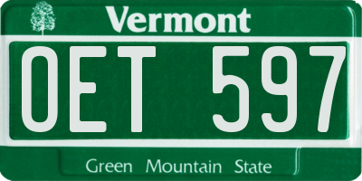 VT license plate OET597