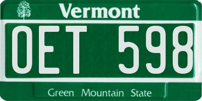 VT license plate OET598