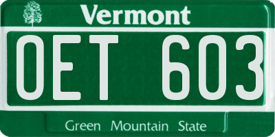 VT license plate OET603