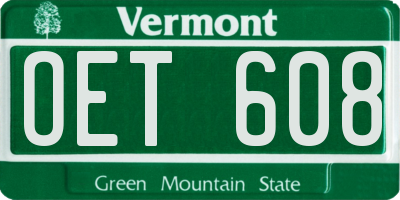 VT license plate OET608