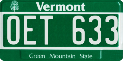 VT license plate OET633