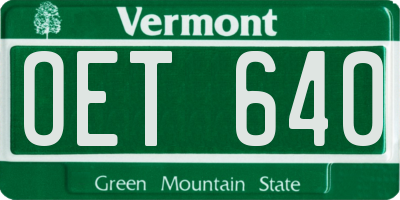 VT license plate OET640