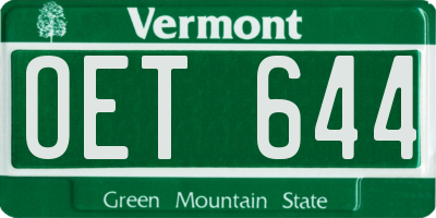 VT license plate OET644