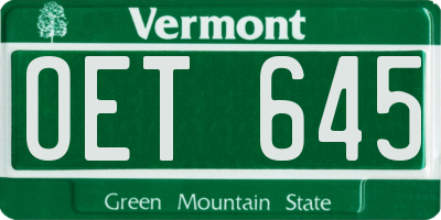 VT license plate OET645